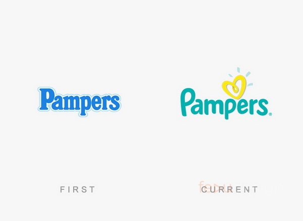                          Ảnh: Logo thương hiệu Pampers xưa và nay (Nguồn: fedudesign) 